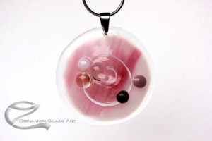 Egyedi üvegékszer, rozsaszin-kerek-anima-uvegekszer